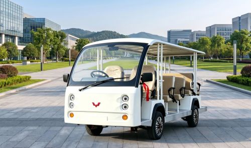 观光车多少钱一辆？五菱14座锂电观光车：43800元现车，重新定义观光车接驳高性价比！